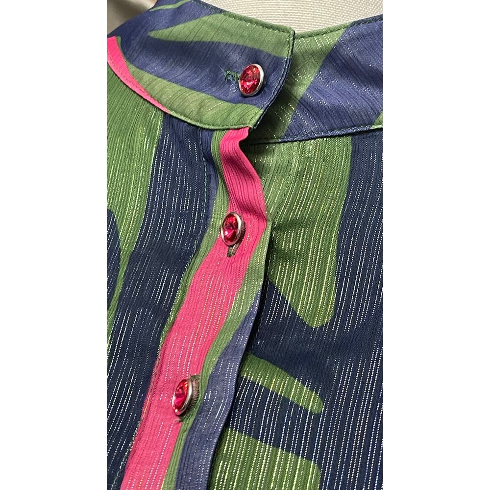 Alden Adair Adele Dress L Ribbon Green Pink Mini NWT - Picture 15 of 16